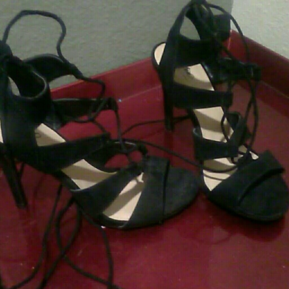 Black lace up heels
